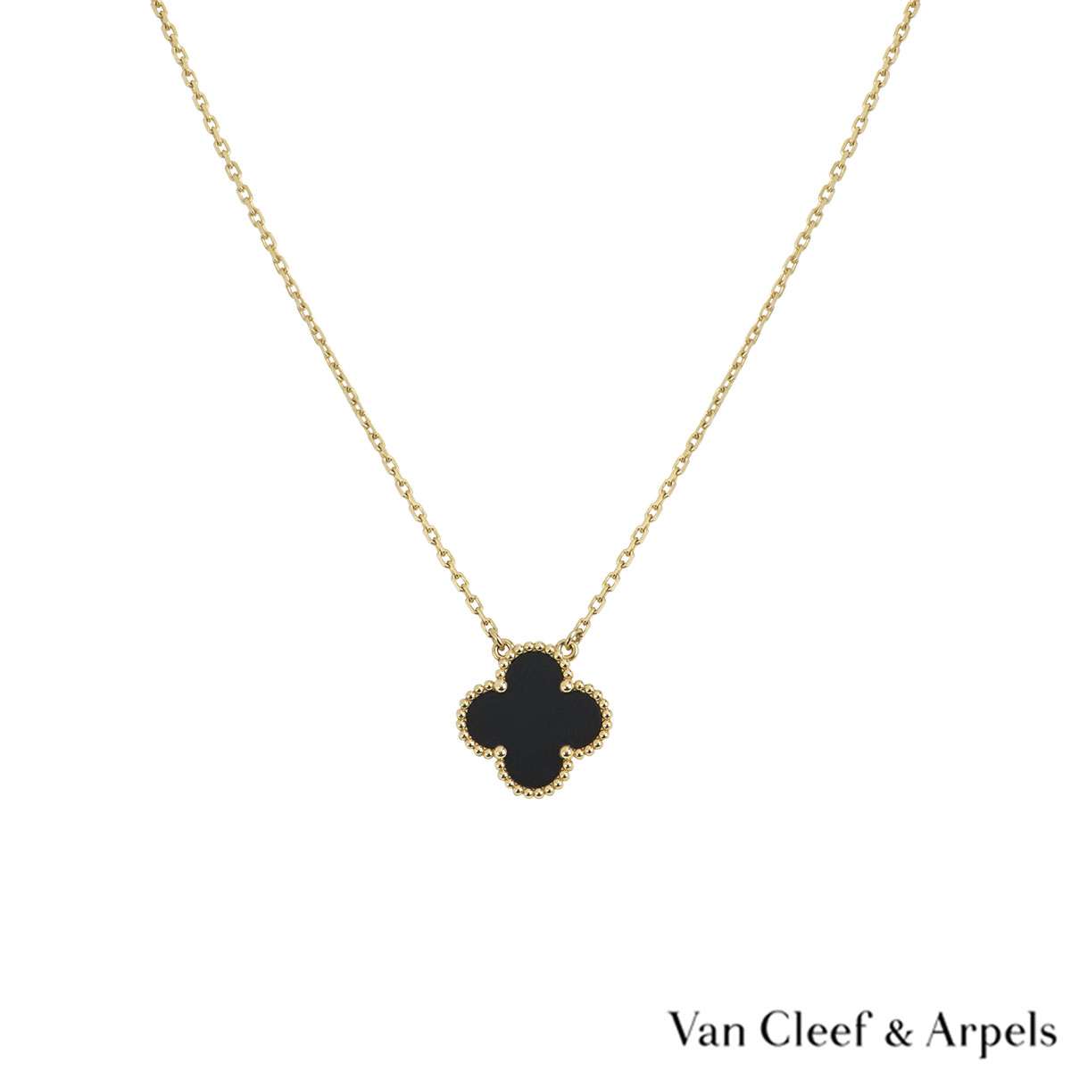 Vintage Alhambra pendant 18K yellow gold, Onyx - Van Cleef & Arpels